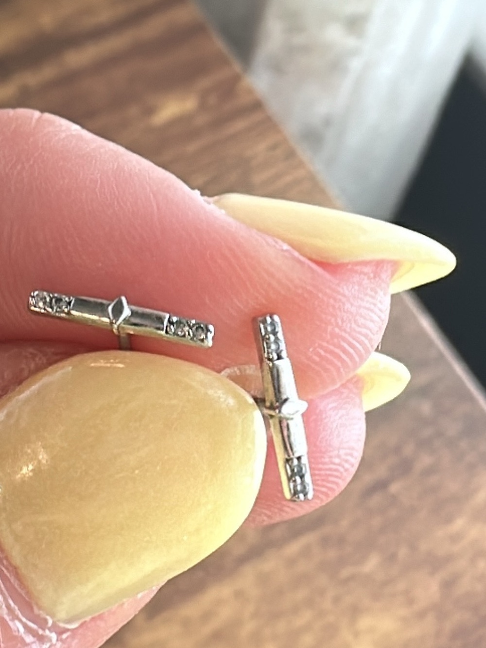 Uncommon James Silver Bar Stud Earrings with CZ